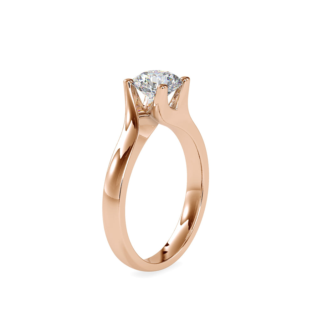 SKU: 0051 (18K) Twisted Shank Solitaire Engagment Ring in Rose Gold.