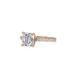 SKU: 0052 (18K) Cushion Diamond Classic Engagment Ring in Rose Gold.
