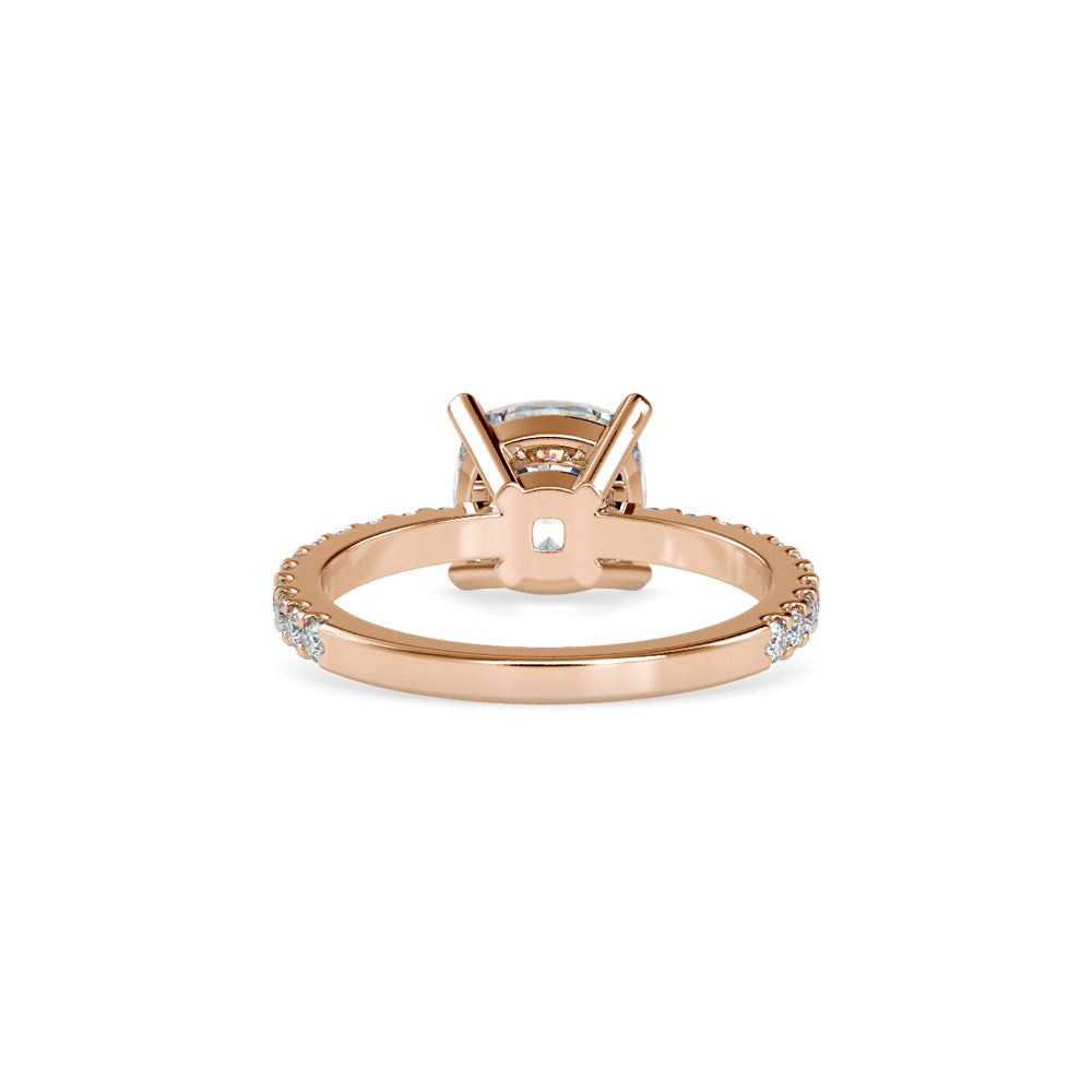 SKU: 0052 (10K) Cushion Diamond Classic Engagment Ring in Rose Gold.