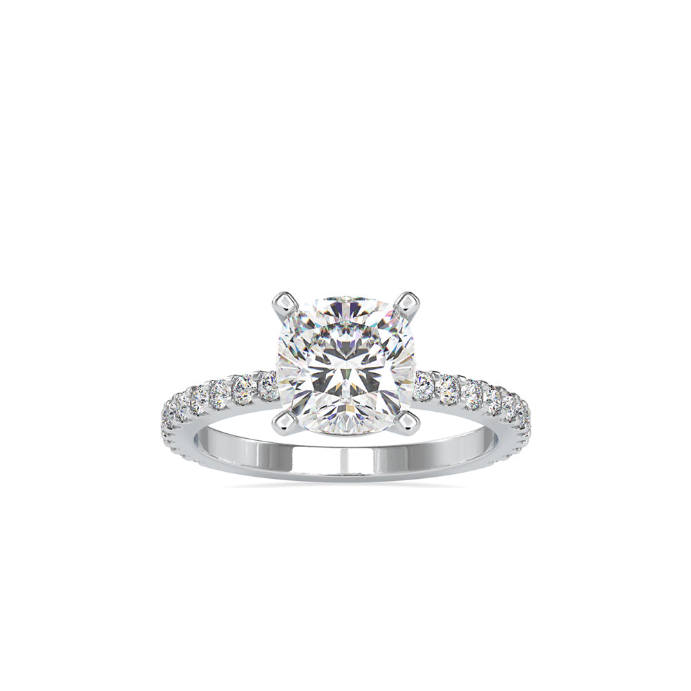 SKU: 0052 (14K) Cushion Diamond Classic Engagment Ring in Rose Gold.