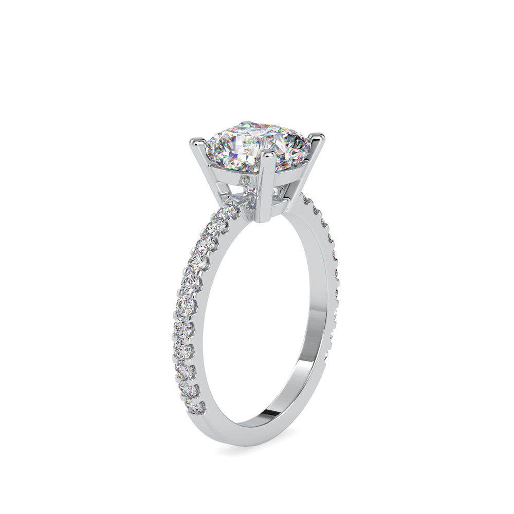 SKU: 0052 (14K) Cushion Diamond Classic Engagment Ring in Rose Gold.