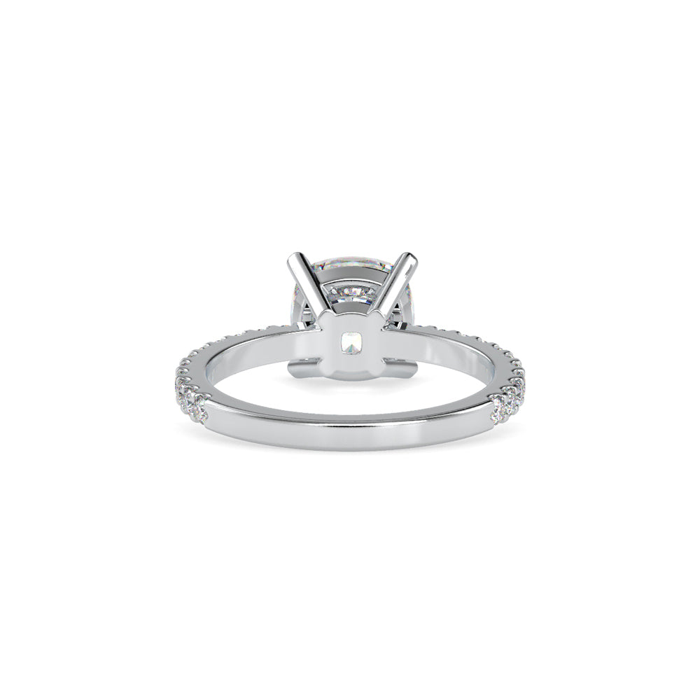 SKU: 0052 (14K) Cushion Diamond Classic Engagment Ring in Rose Gold.
