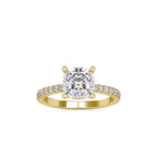 SKU: 0052 (14K) Cushion Diamond Classic Engagment Ring in Rose Gold.