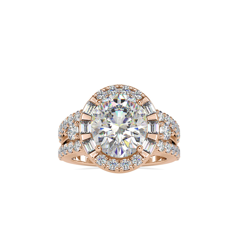 SKU: 0054 (18K) Split Shank Oval Halo Engagment Ring in Rose Gold.