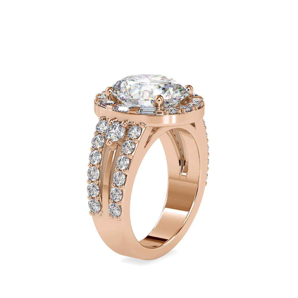 SKU: 0054 (10K) Split Shank Oval Halo Engagment Ring in Rose Gold.