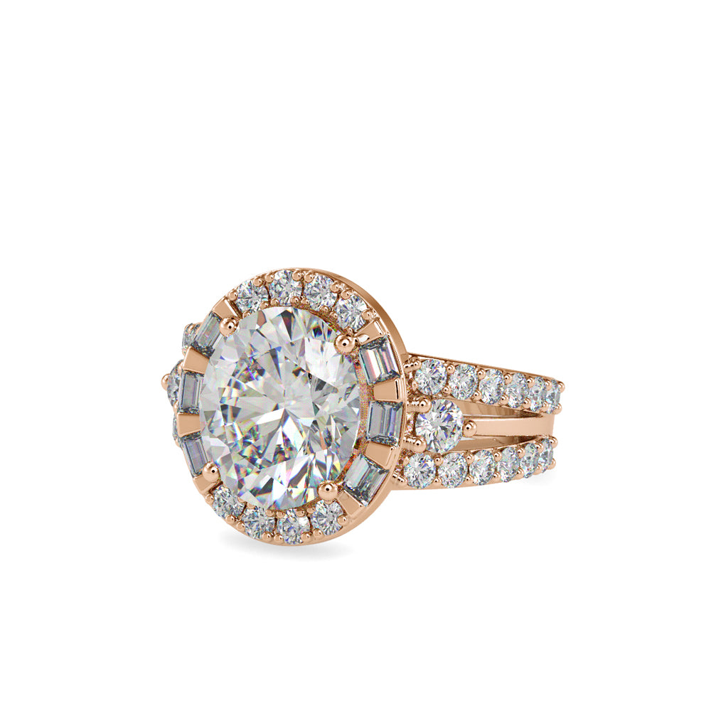 SKU: 0054 (10K) Split Shank Oval Halo Engagment Ring in Rose Gold.