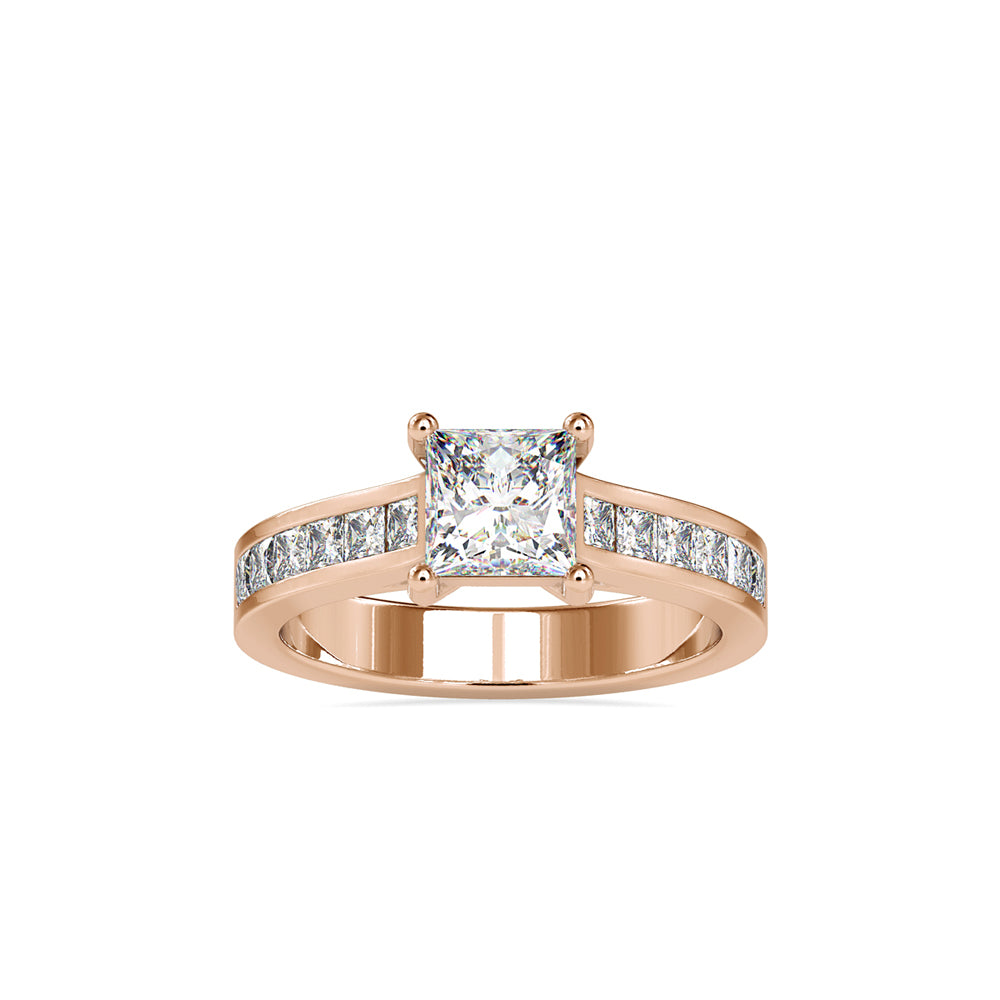 SKU: 0057 (10K) The princess Cut Solitaire Engagment Ring in Rose Gold.