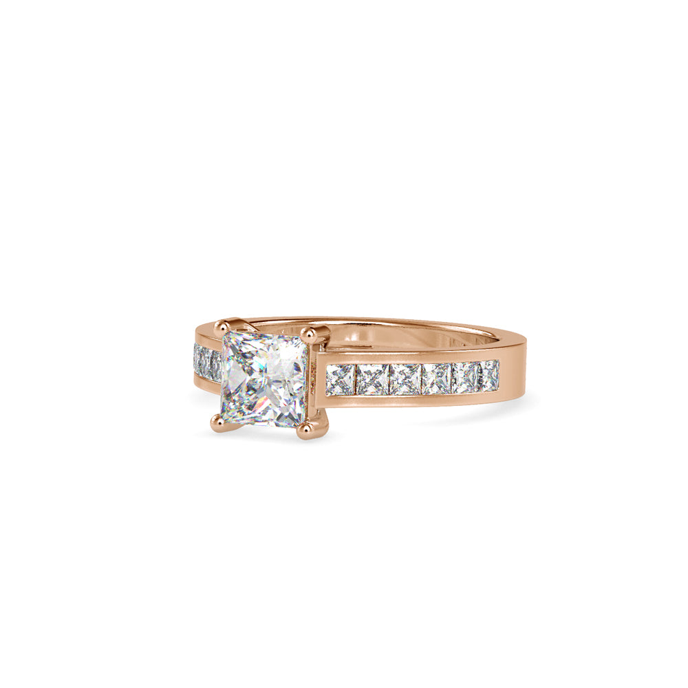 SKU: 0057 (10K) The princess Cut Solitaire Engagment Ring in Rose Gold.
