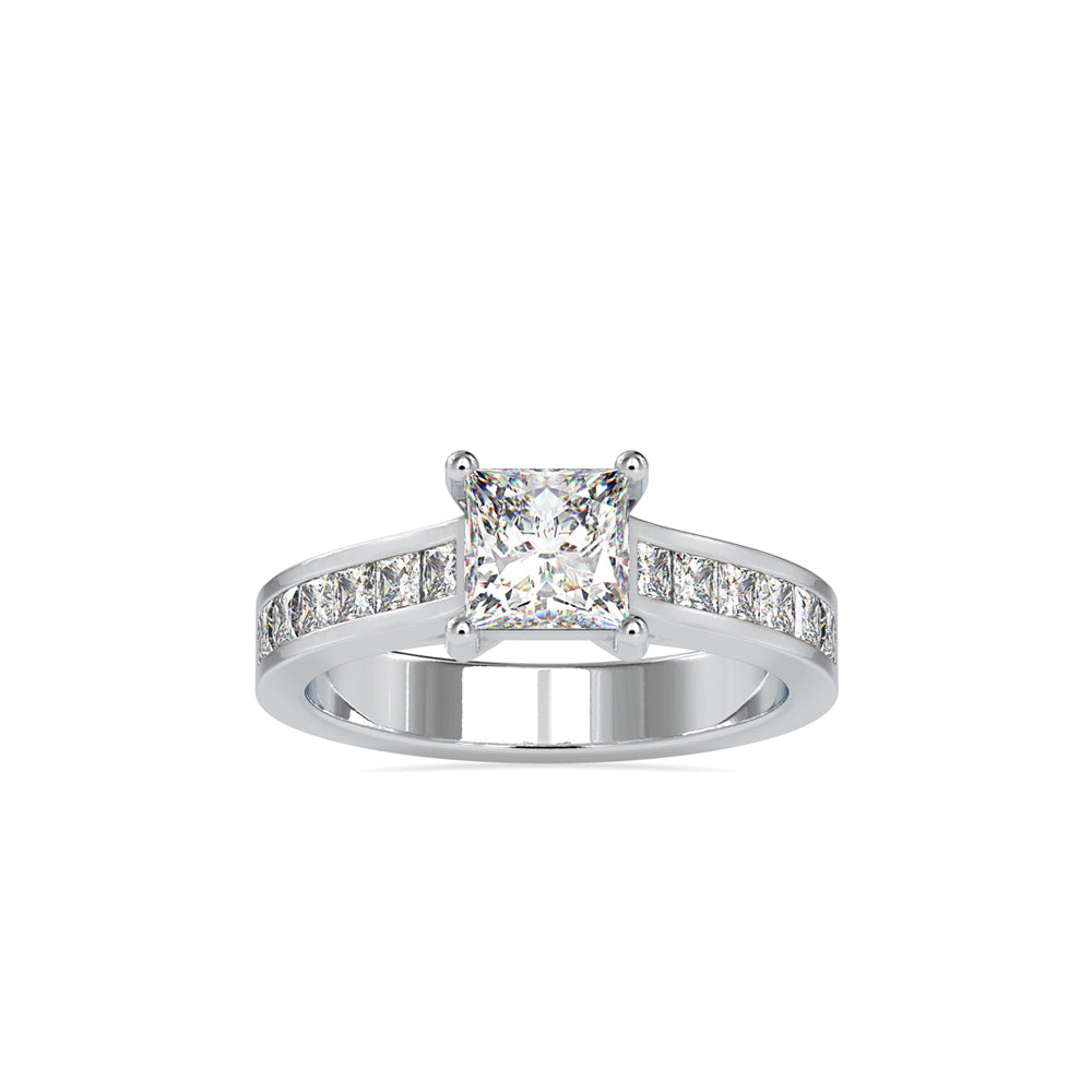 SKU: 0057 (18K) The princess Cut Solitaire Engagment Ring in Rose Gold.