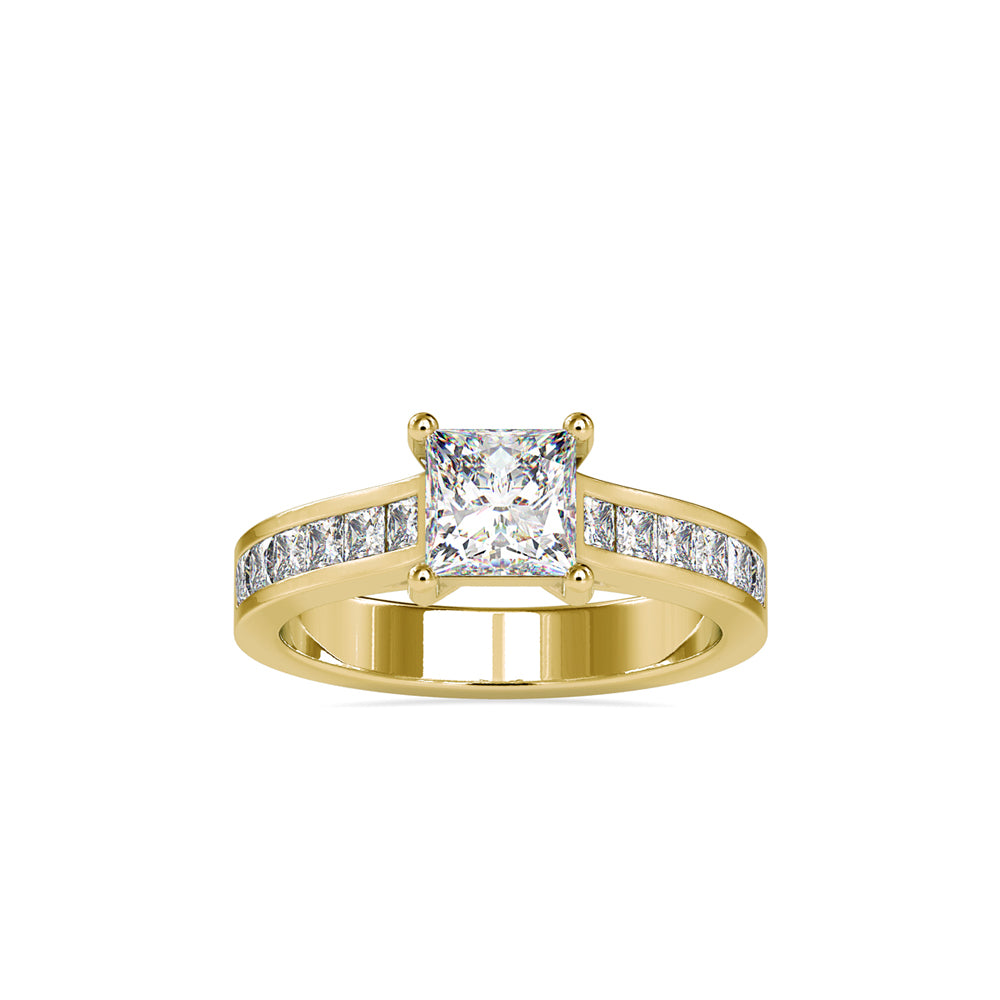 SKU: 0057 (22K) The princess Cut Solitaire Engagment Ring in Rose Gold.