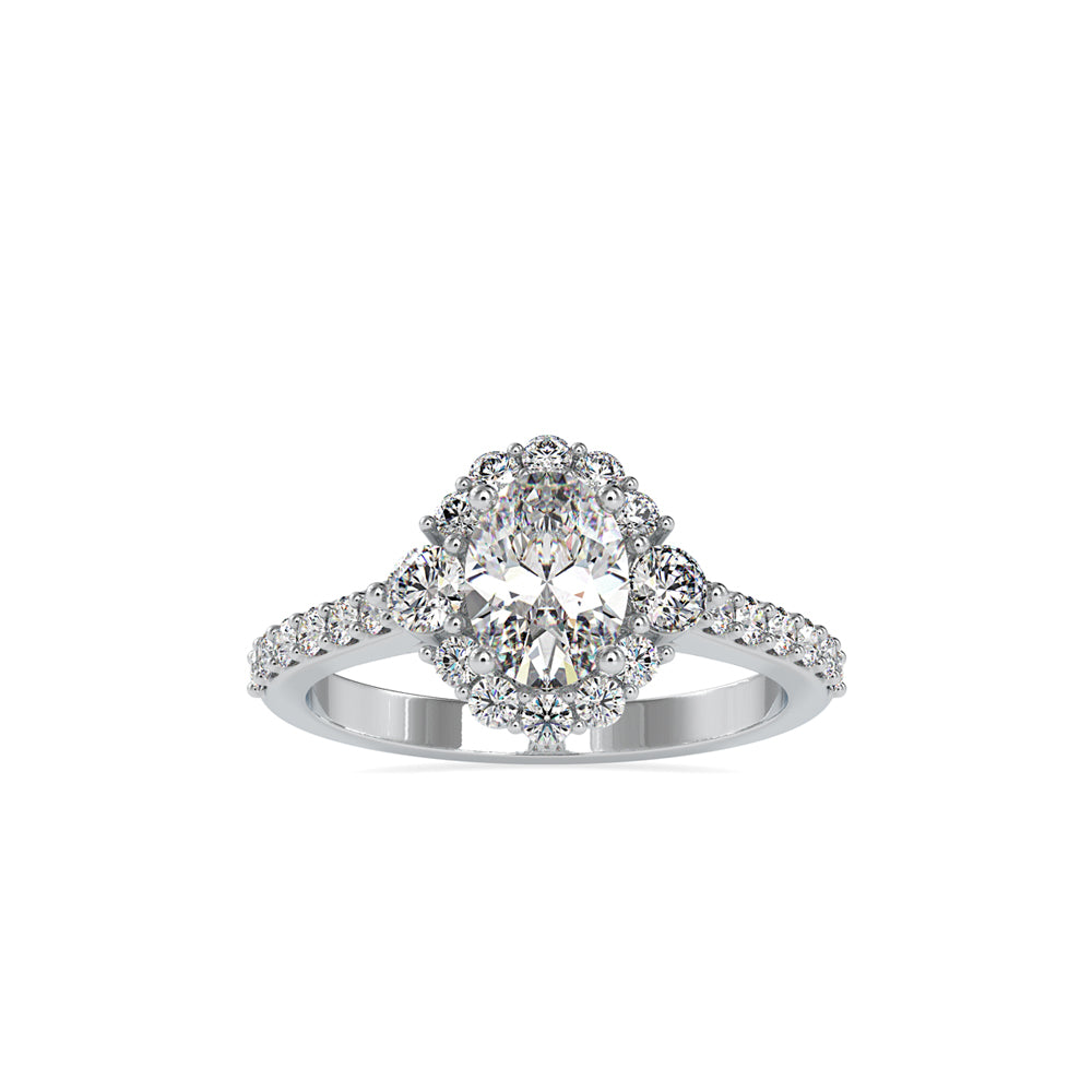 SKU: 0059 (14K) The Sparkling Cluster Oval Engagment Ring in Rose Gold.