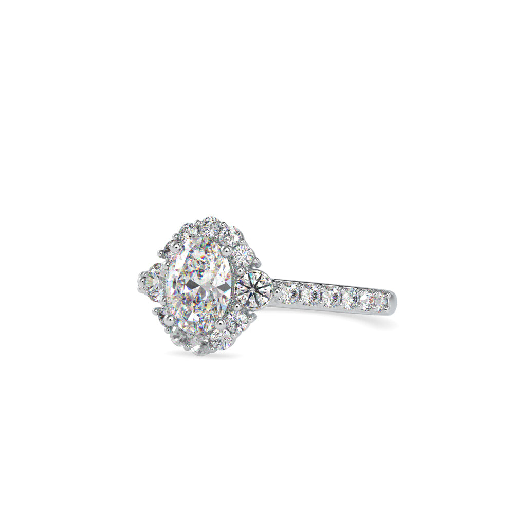 SKU: 0059 (18K) The Sparkling Cluster Oval Engagment Ring in Rose Gold.