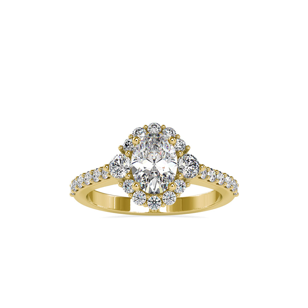 SKU: 0059 (18K) The Sparkling Cluster Oval Engagment Ring in Rose Gold.