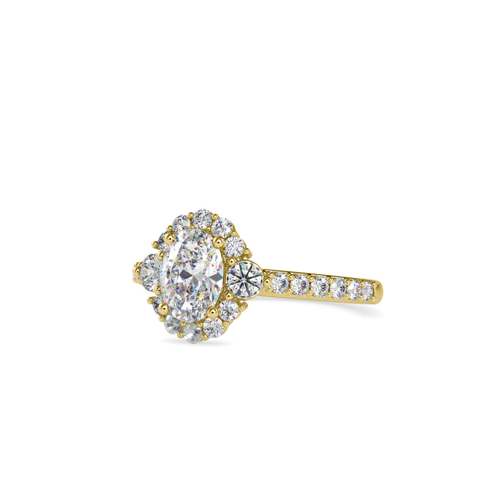 SKU: 0059 (22K) The Sparkling Cluster Oval Engagment Ring in Rose Gold.