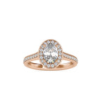 SKU: 0060 (10K) Halo Pave Engagment Ring in Rose Gold.