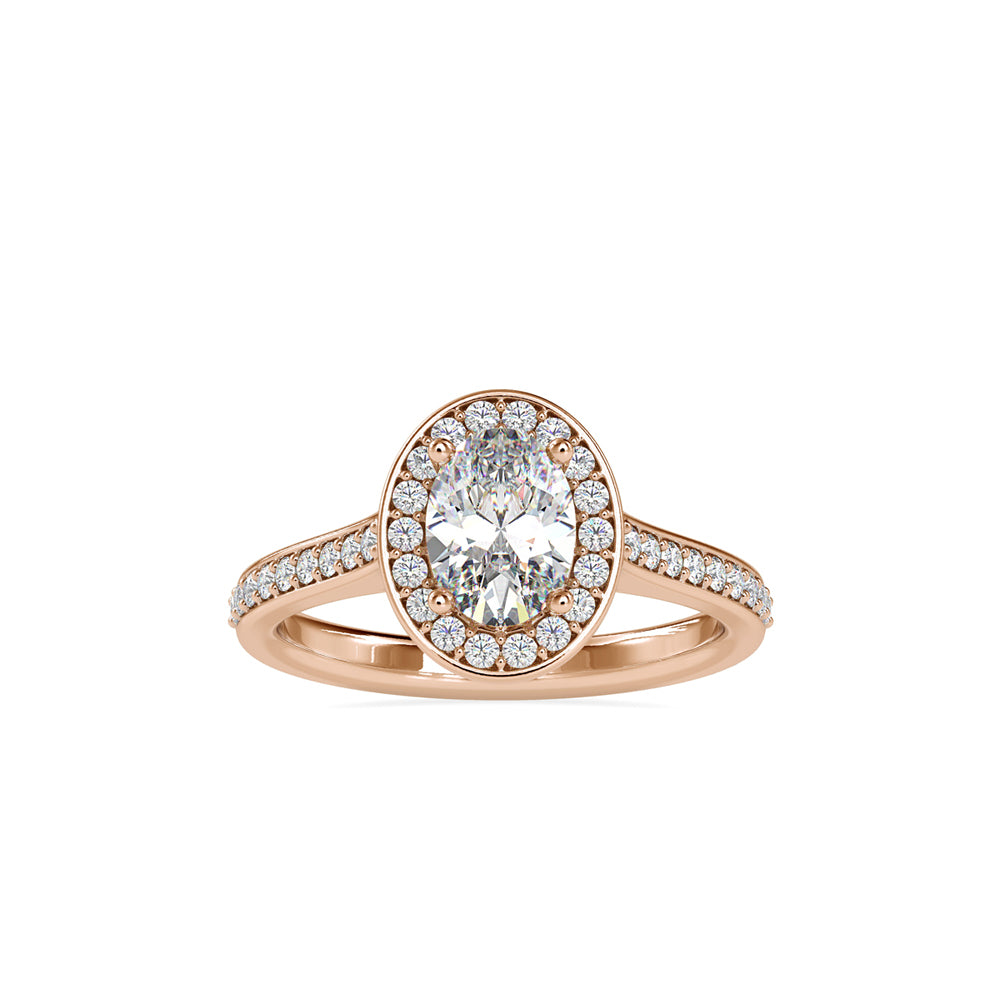 SKU: 0060 (14K) Halo Pave Engagment Ring in Rose Gold.