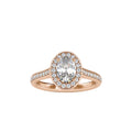 SKU: 0060 (14K) Halo Pave Engagment Ring in Rose Gold.