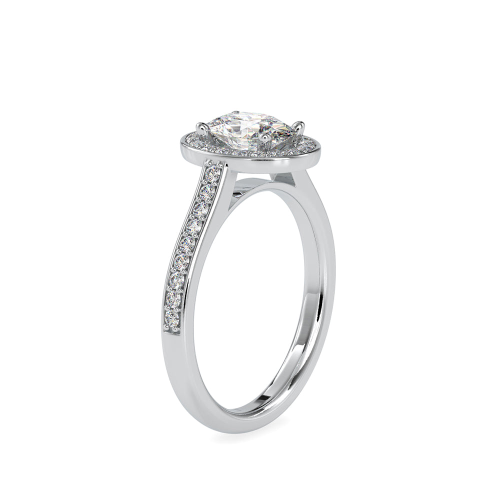 SKU: 0060 (10K) Halo Pave Engagment Ring in Rose Gold.