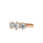 SKU: 0061 (18K) Timeless Trinity Three-Stone Engagment Ring in Rose Gold.