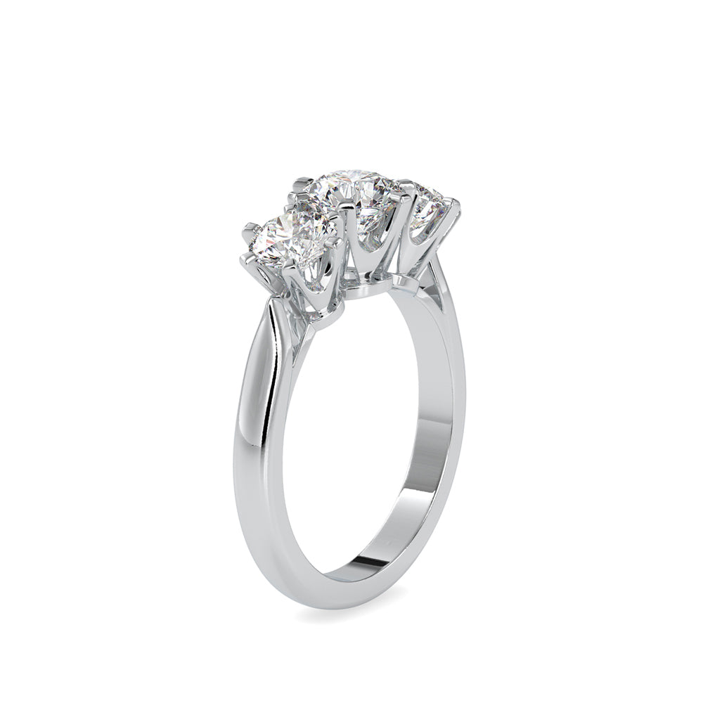 SKU: 0061 (14K) Timeless Trinity Three-Stone Engagment Ring in Rose Gold.