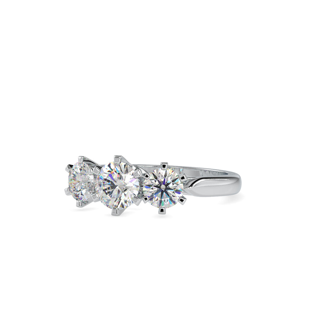SKU: 0061 (10K) Timeless Trinity Three-Stone Engagment Ring in Rose Gold.