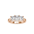SKU: 0062 (22K) Princess-Cut Trilogy Engagment Ring in Rose Gold.