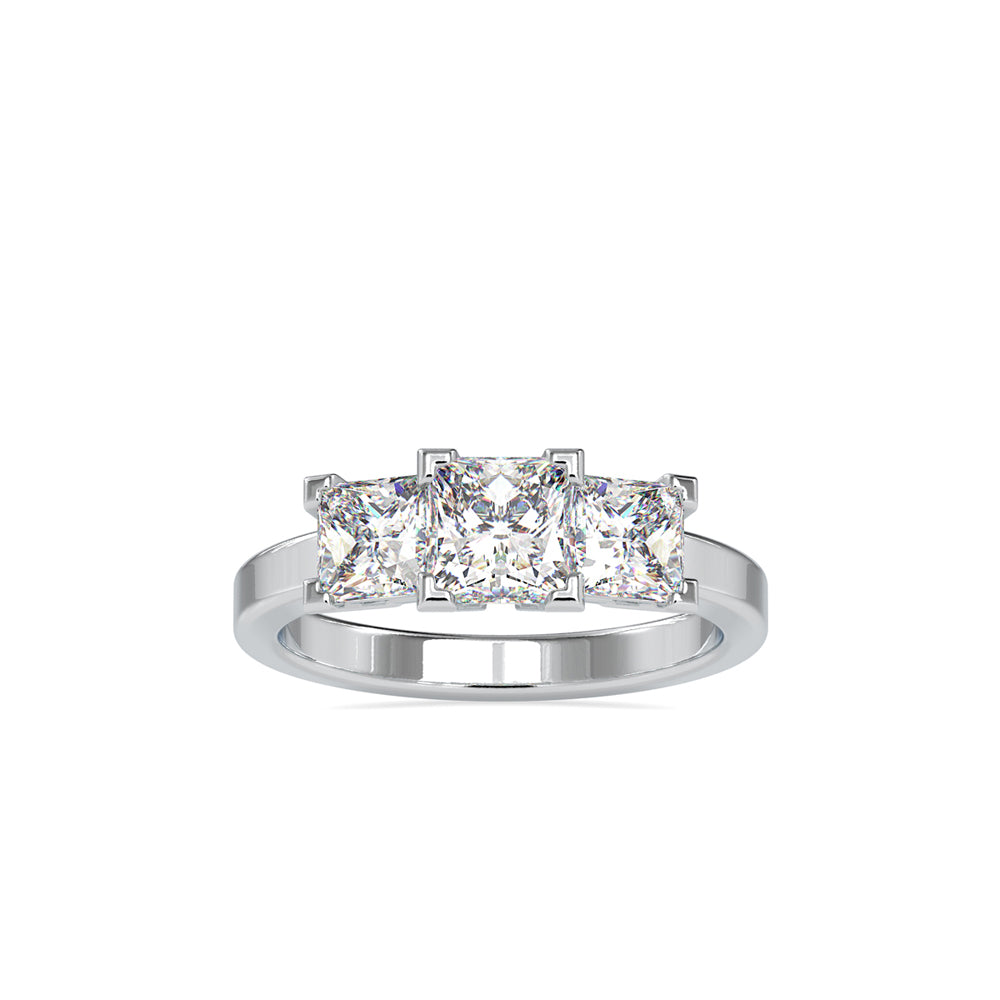 SKU: 0062 (10K) Princess-Cut Trilogy Engagment Ring in Rose Gold.