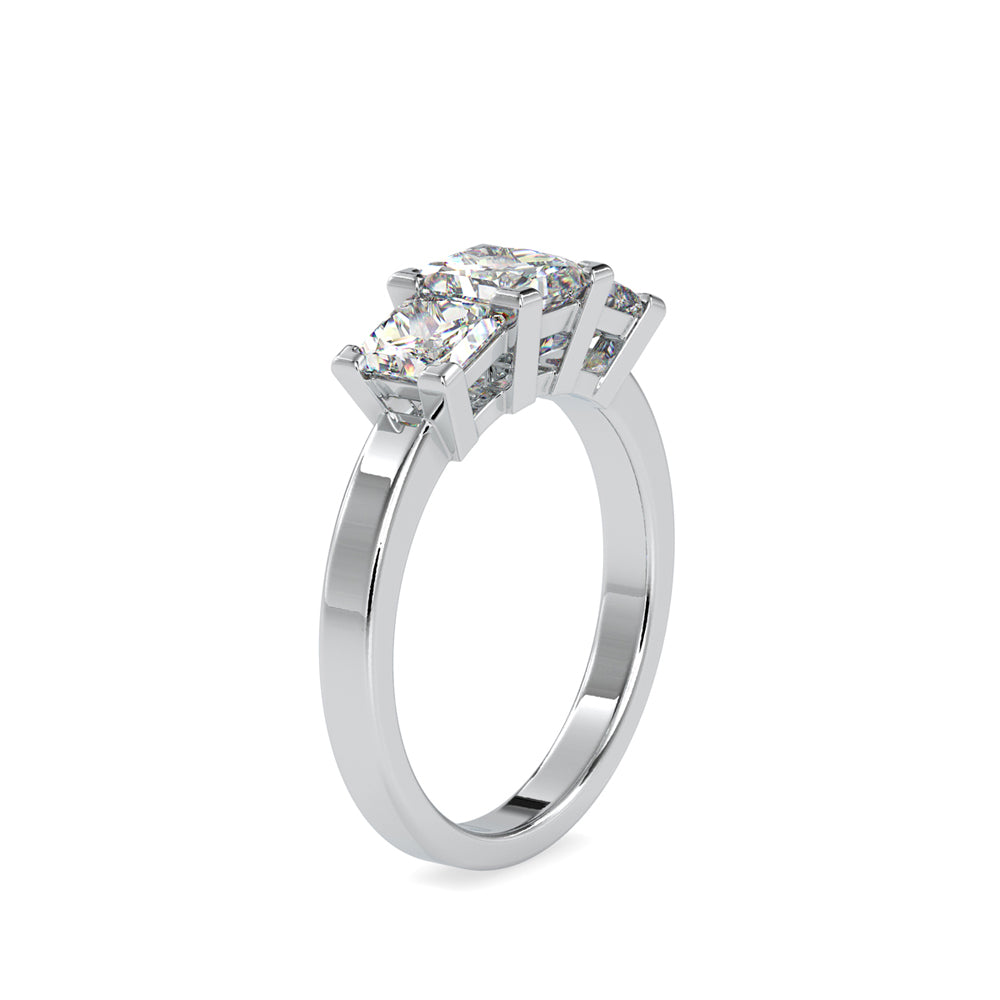 SKU: 0062 (14K) Princess-Cut Trilogy Engagment Ring in Rose Gold.