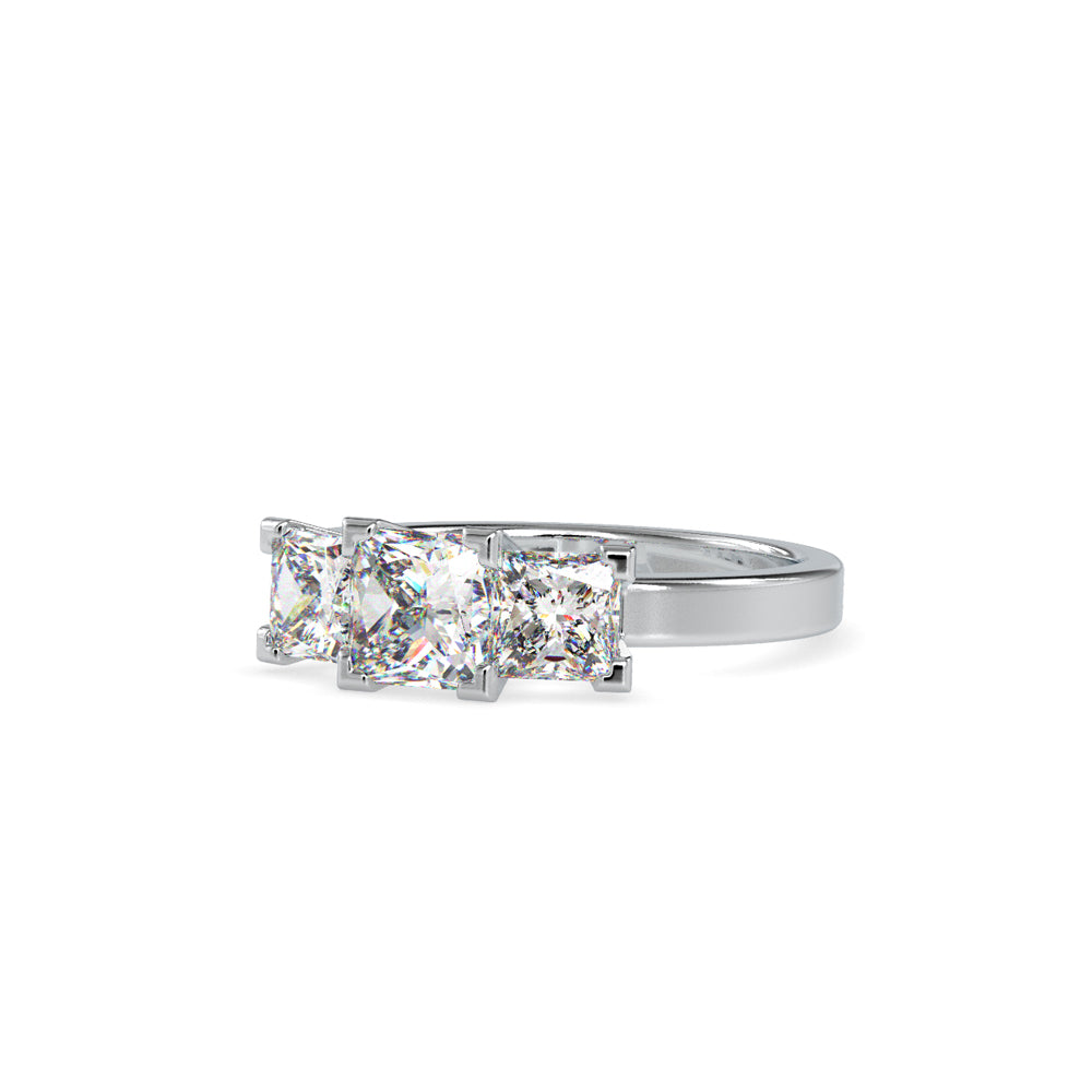 SKU: 0062 (10K) Princess-Cut Trilogy Engagment Ring in Rose Gold.