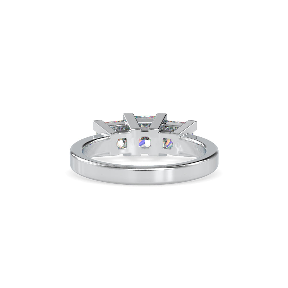 SKU: 0062 (22K) Princess-Cut Trilogy Engagment Ring in Rose Gold.