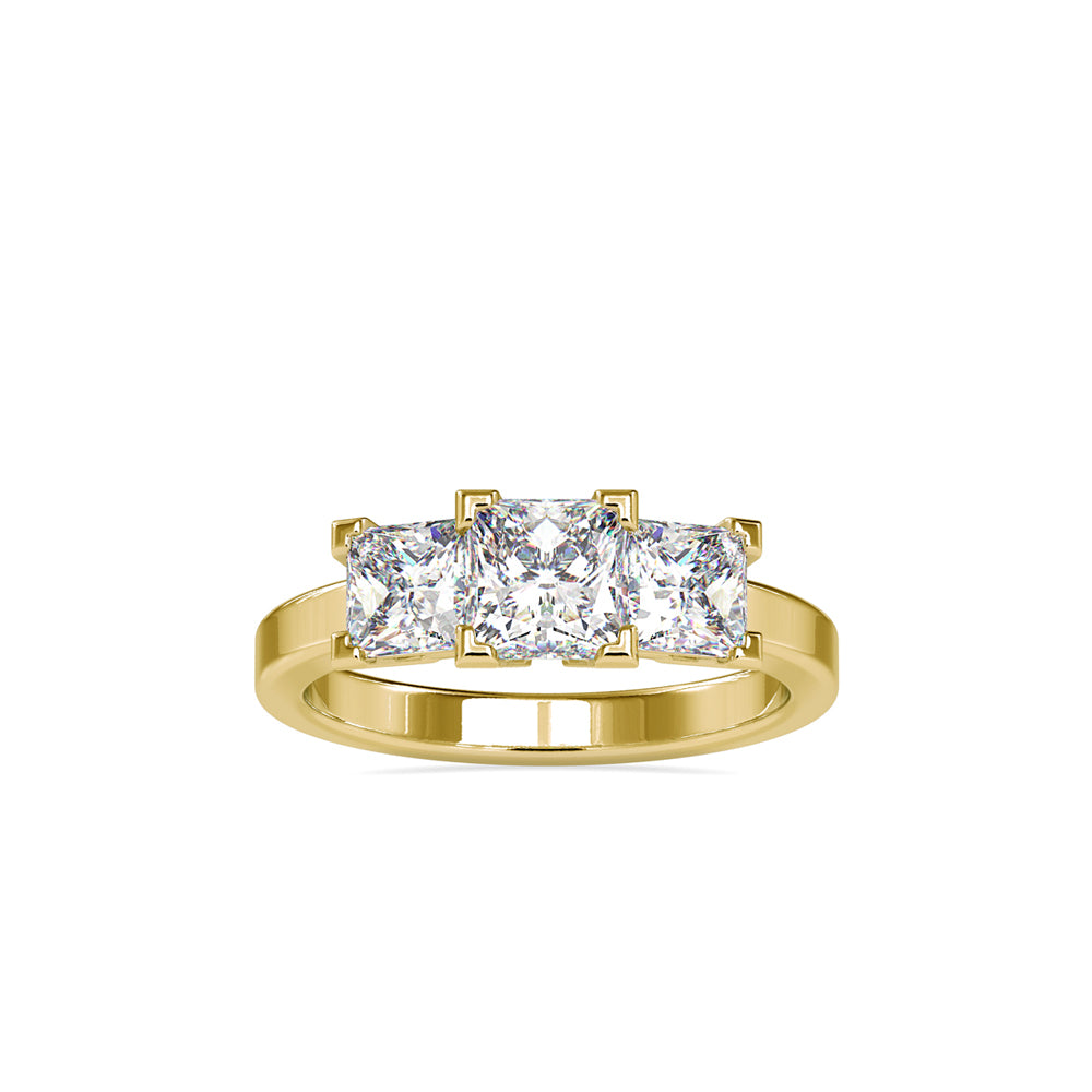 SKU: 0062 (10K) Princess-Cut Trilogy Engagment Ring in Rose Gold.