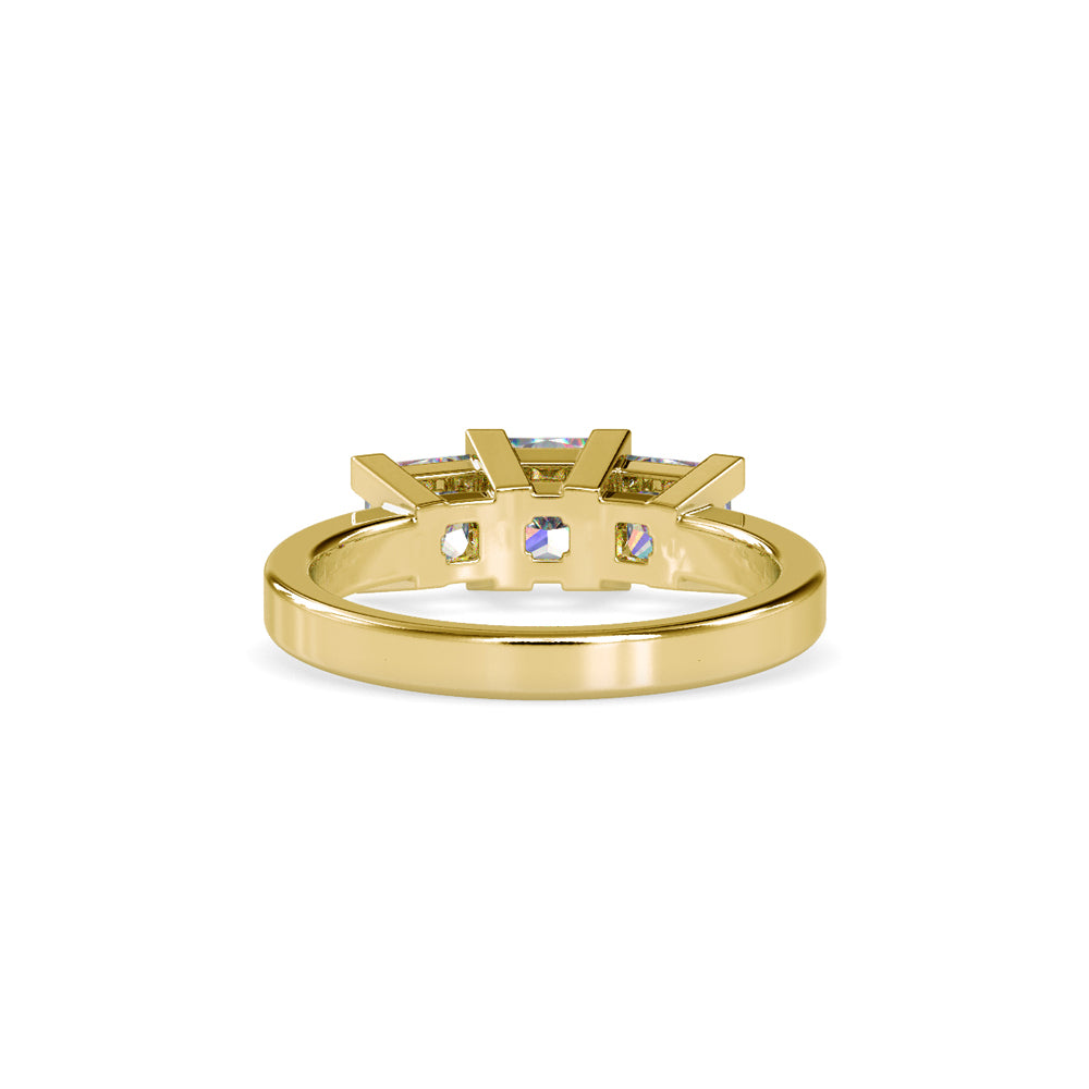 SKU: 0062 (22K) Princess-Cut Trilogy Engagment Ring in Rose Gold.