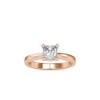 SKU: 0065 (14K) Classic Princess-Cut Solitaire Engagment Ring in Rose Gold.