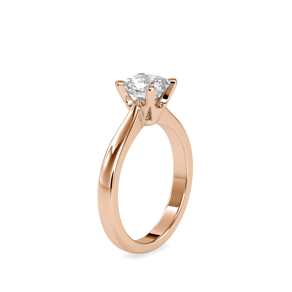 SKU: 0065 (10K) Classic Princess-Cut Solitaire Engagment Ring in Rose Gold.