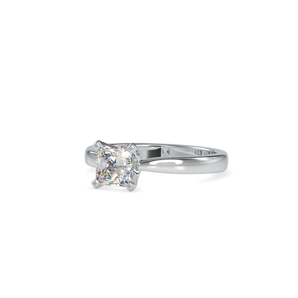 SKU: 0065 (14K) Classic Princess-Cut Solitaire Engagment Ring in Rose Gold.