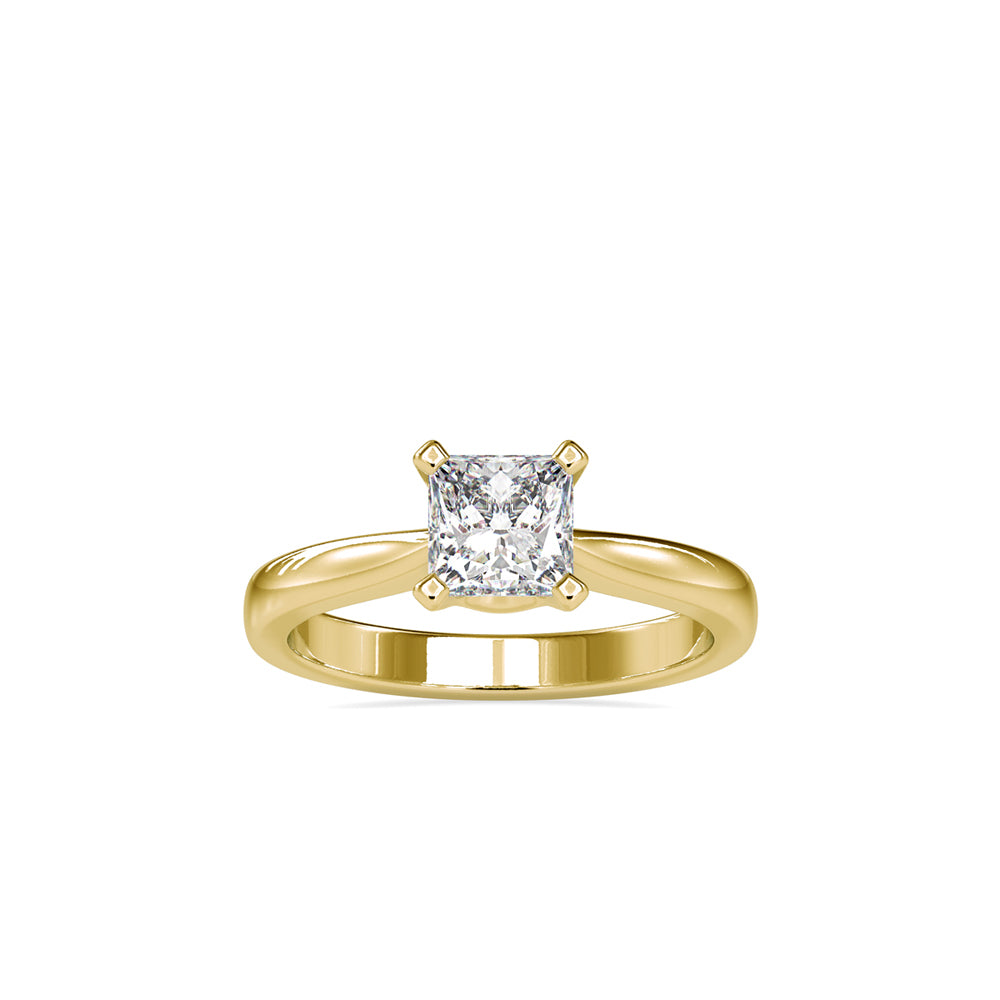 SKU: 0065 (18K) Classic Princess-Cut Solitaire Engagment Ring in Rose Gold.