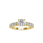 SKU: 0067 (14K) Embellished Solitaire Engagment Ring in Rose Gold.