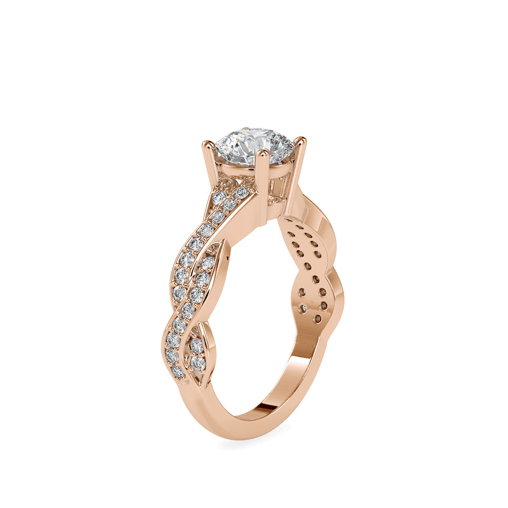 SKU: 0068 (22K) Twisted Shank Diamond Engagment Ring in Rose Gold.