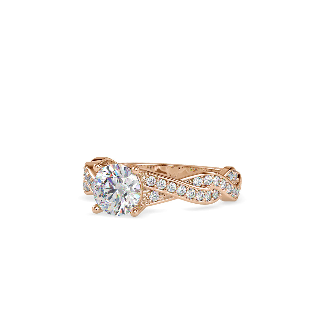SKU: 0068 (14K) Twisted Shank Diamond Engagment Ring in Rose Gold.