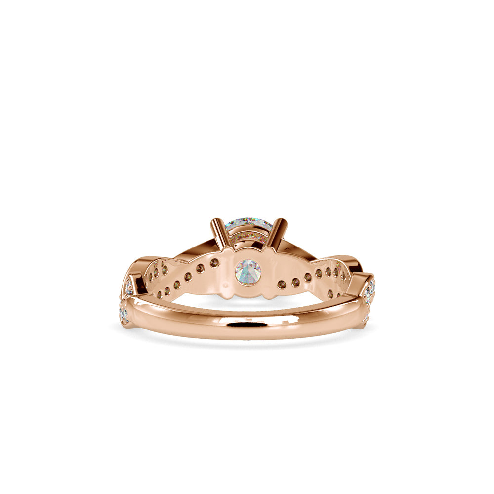 SKU: 0068 (14K) Twisted Shank Diamond Engagment Ring in Rose Gold.