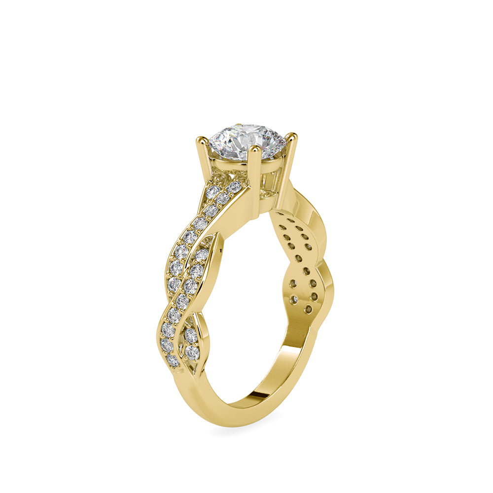 SKU: 0068 (18K) Twisted Shank Diamond Engagment Ring in Rose Gold.
