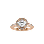 SKU: 0071 (10K) Round Radiance Halo Ring In Rose Gold.
