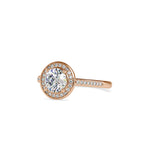 SKU: 0071 (18K) Round Radiance Halo Ring In Rose Gold.