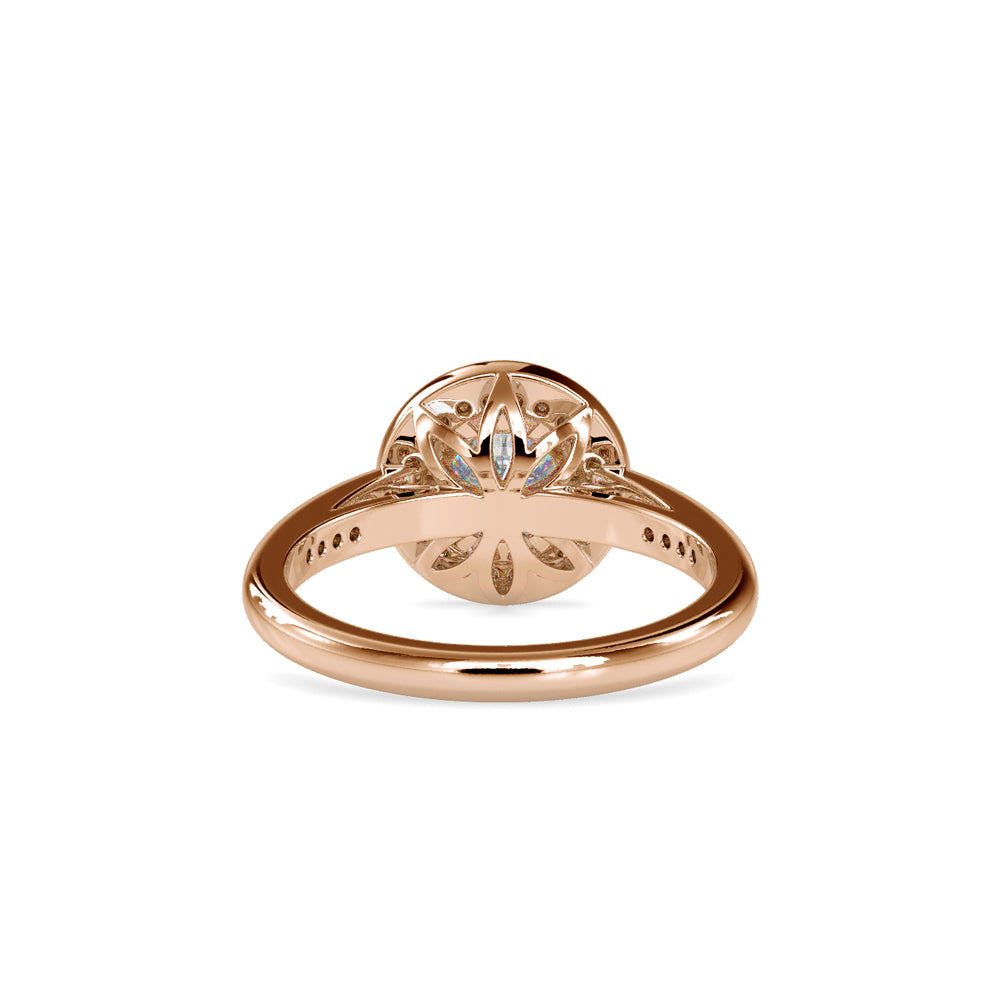 SKU: 0071 (18K) Round Radiance Halo Ring In Rose Gold.