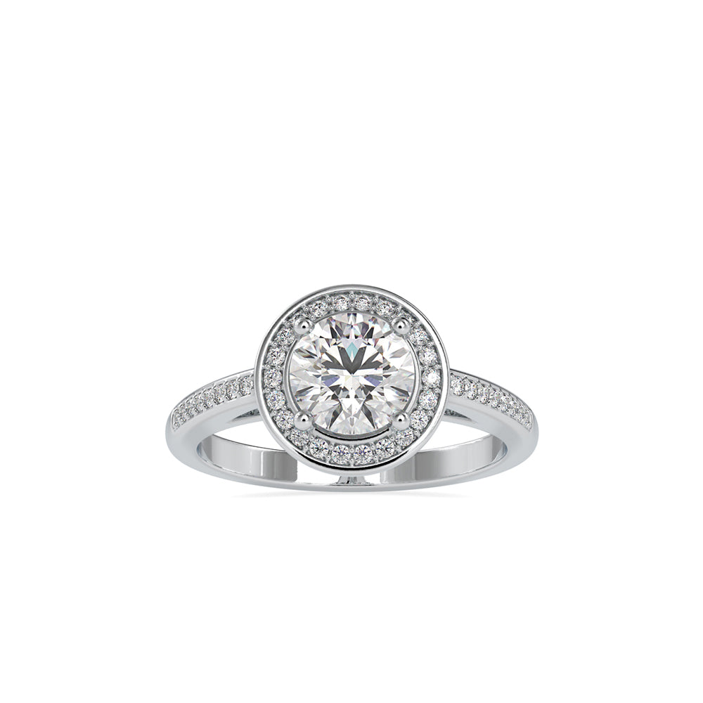 SKU: 0071 (14K) Round Radiance Halo Ring In Rose Gold.