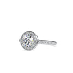 SKU: 0071 (10K) Round Radiance Halo Ring In Rose Gold.