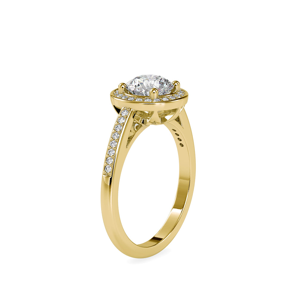 SKU: 0071 (22K) Round Radiance Halo Ring In Rose Gold.