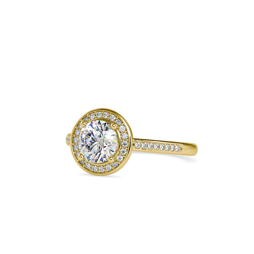 SKU: 0071 (22K) Round Radiance Halo Ring In Rose Gold.
