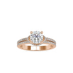 SKU: 0073 (18K) Double Pave Solitaire Ring in Rose Gold.