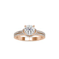 SKU: 0073 (22K) Double Pave Solitaire Ring in Rose Gold.